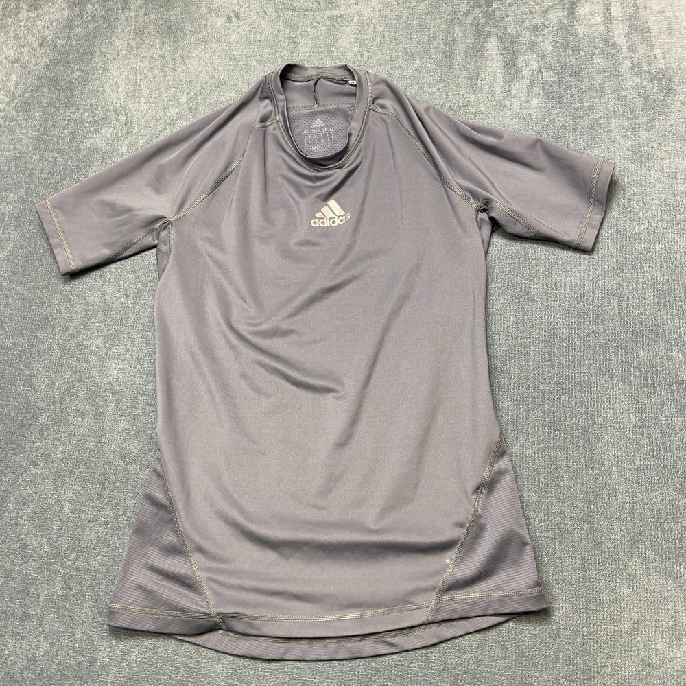Adidas Alphaskin Aeroready T-Shirt Boys Medium Gray Athleisure Moisture-Wicking